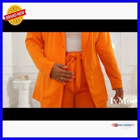 Plus Size Business Suit Set Blazer Pants Stretch Fabric Office Wear - Picture 6 of 7